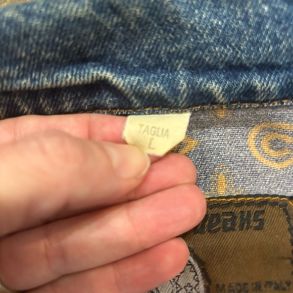 Vintage vtg 90s Jean jacket denim lined men’s size large made in Italy - Picture 6 of 7